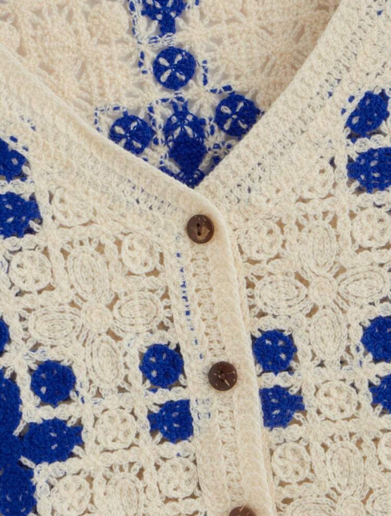 blue/Beige Crochet Vest