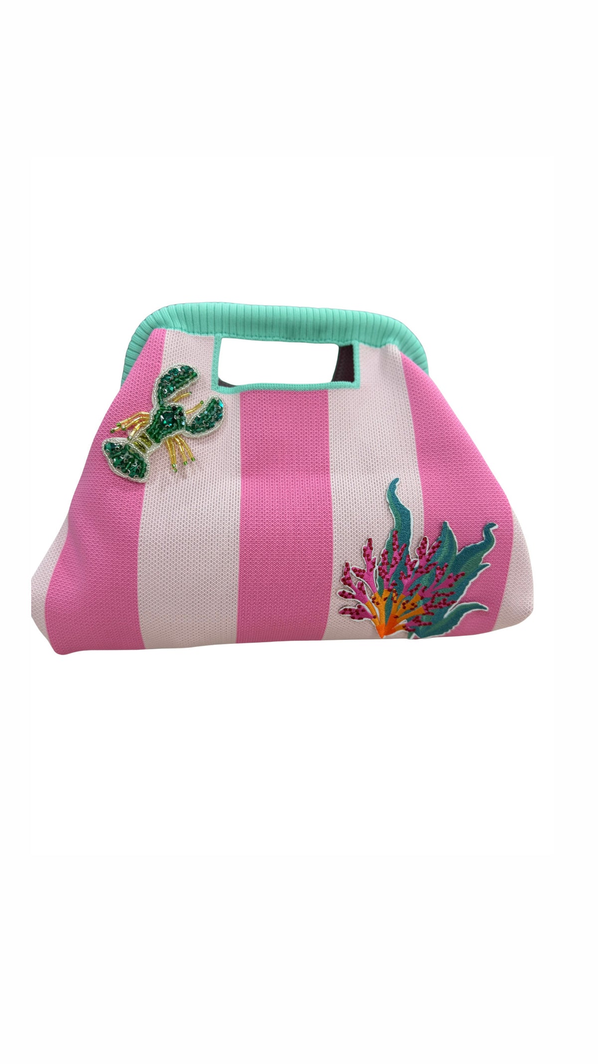 Lobester Striped Embellishments Clutch