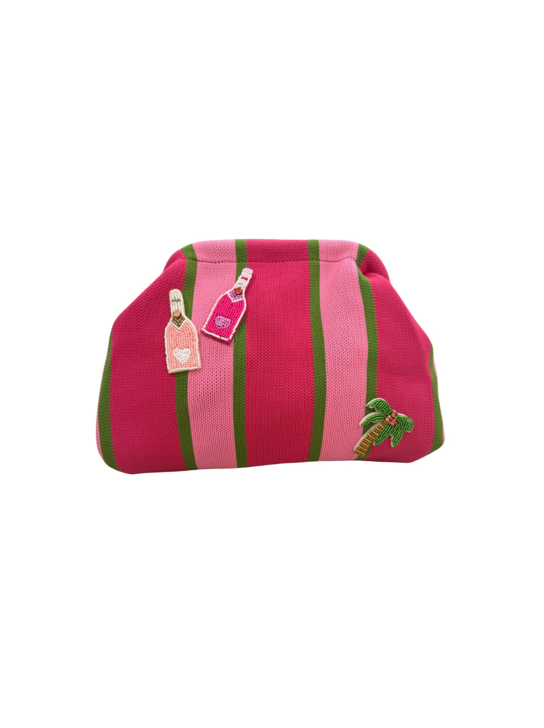 Green Striped Embellishments Clutch