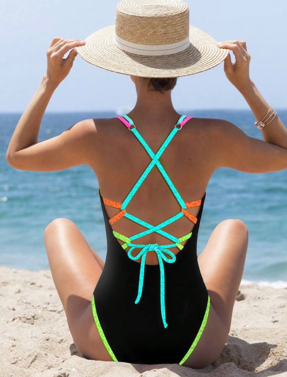 ColorBlock bandeau One Piece swimsuit