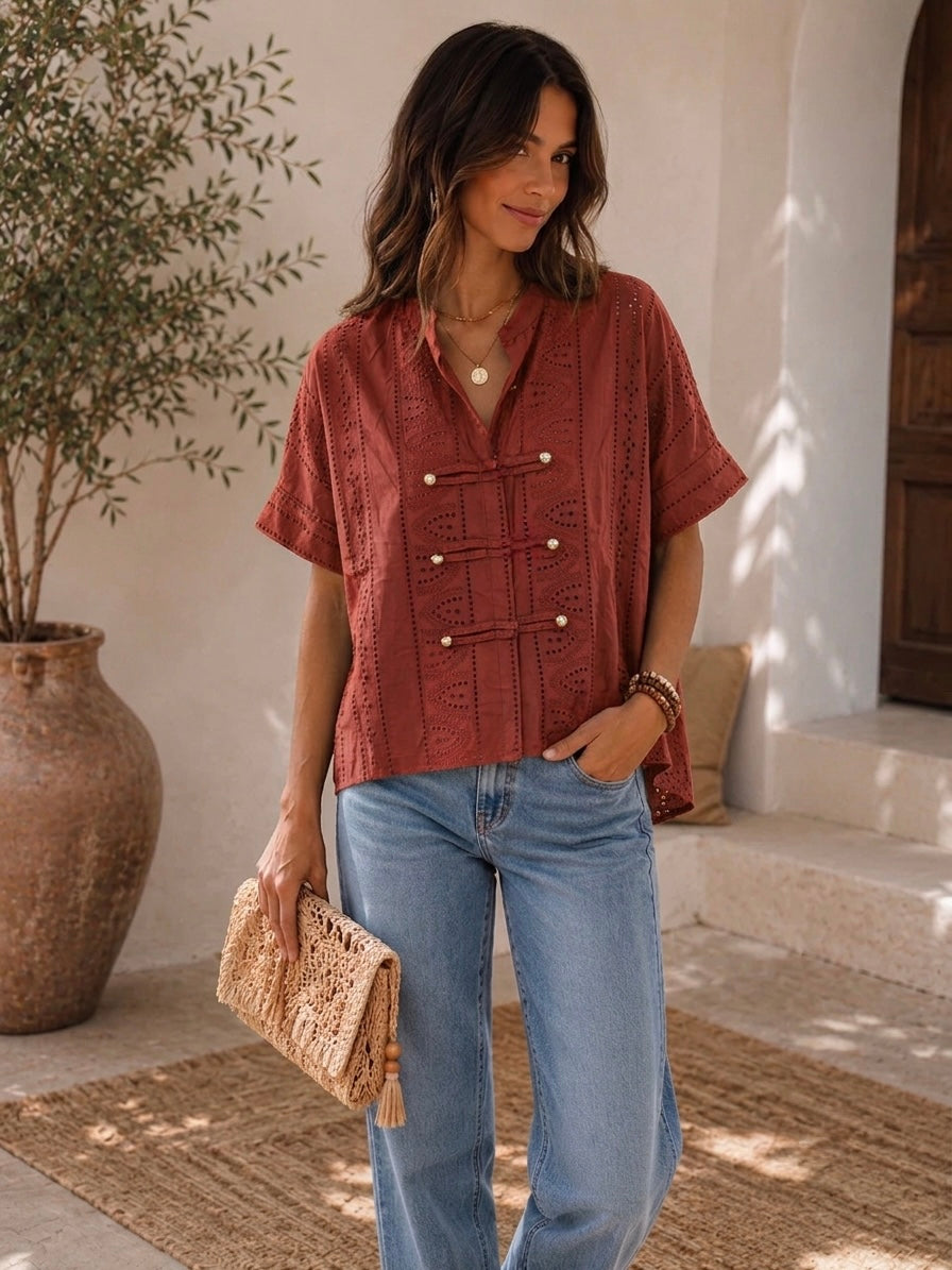 Eyelet double button Shirt