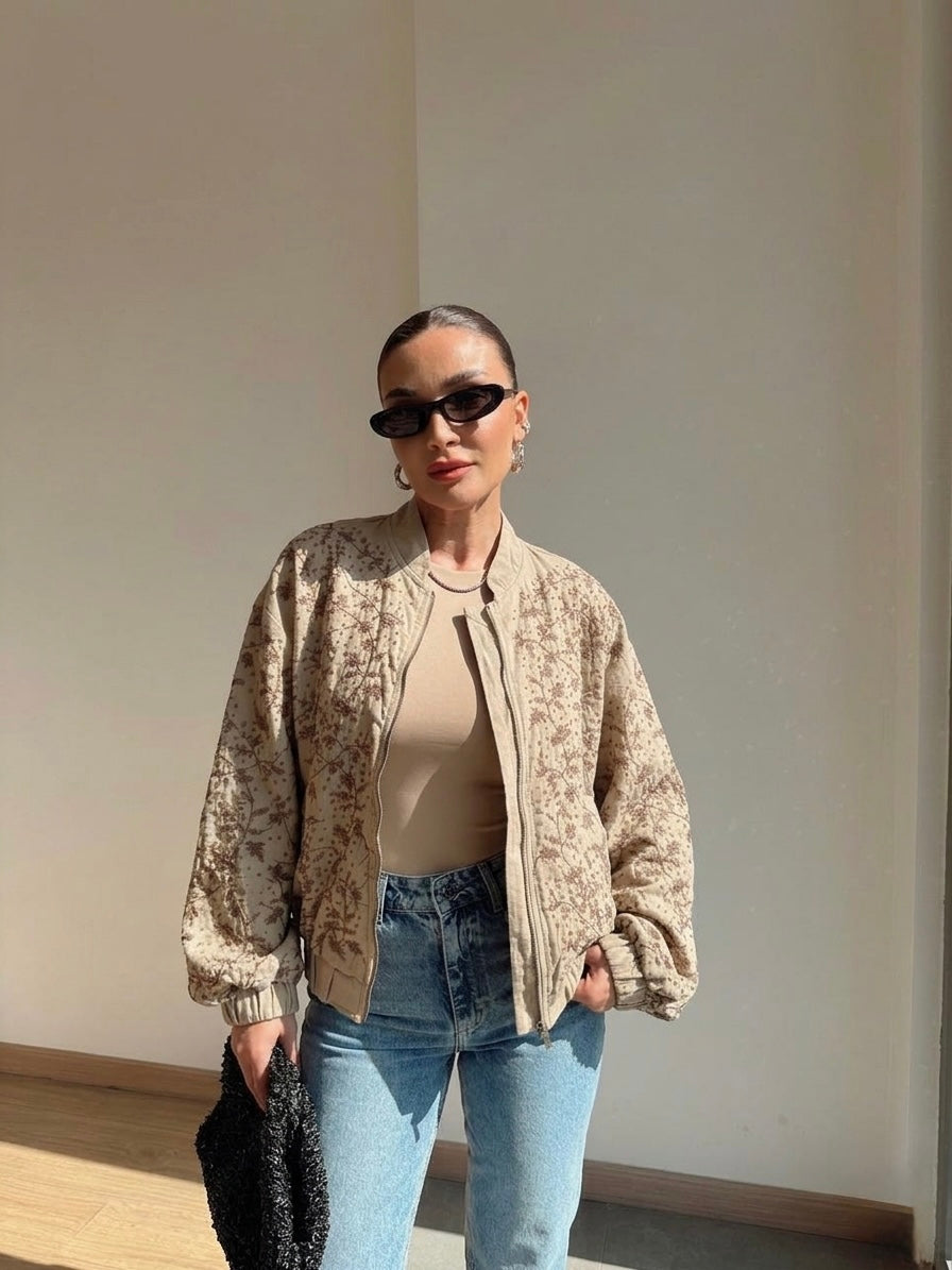 Embroidered Beige Jacket