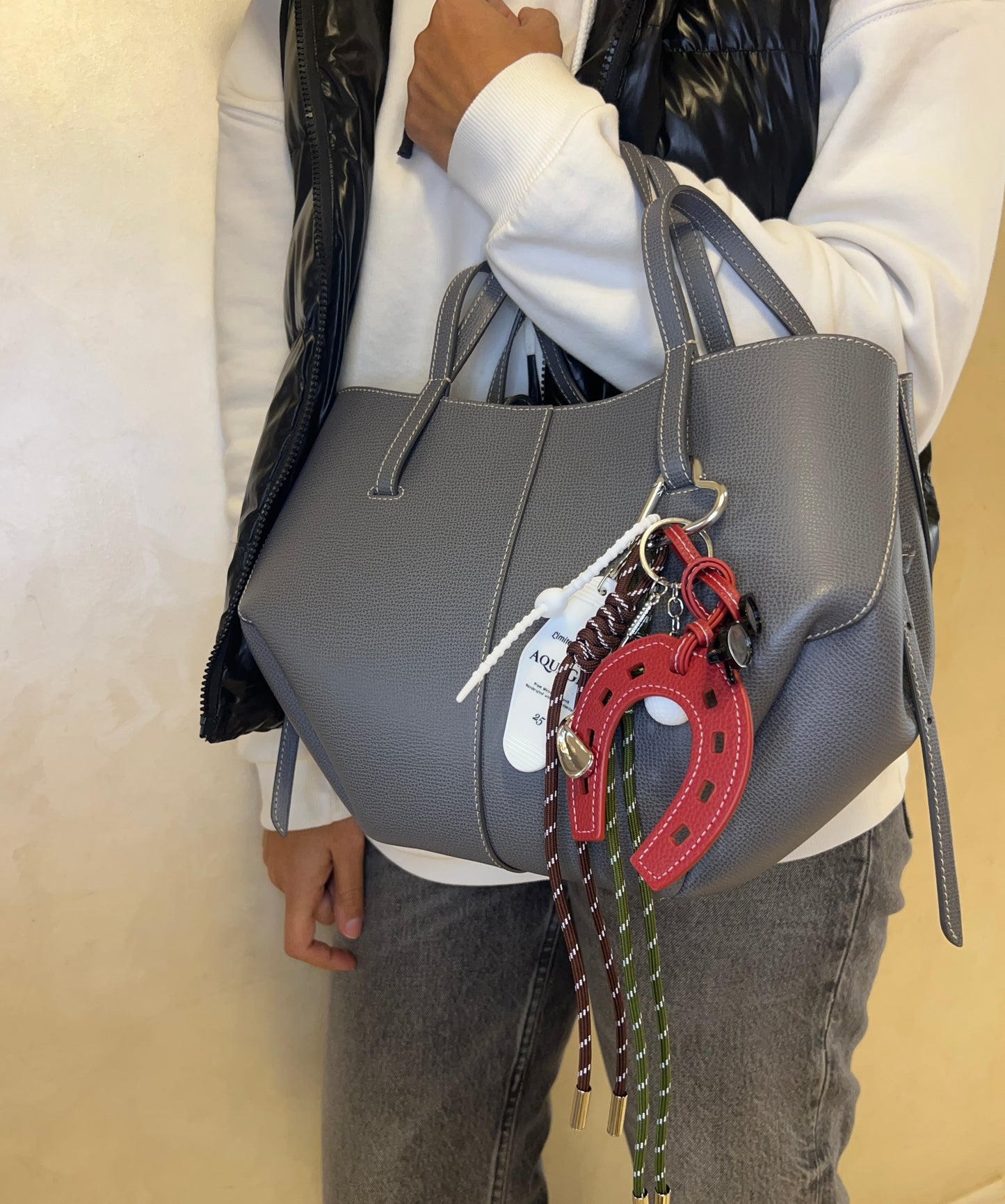 Anchor shaped red horseshoe Bag Charms