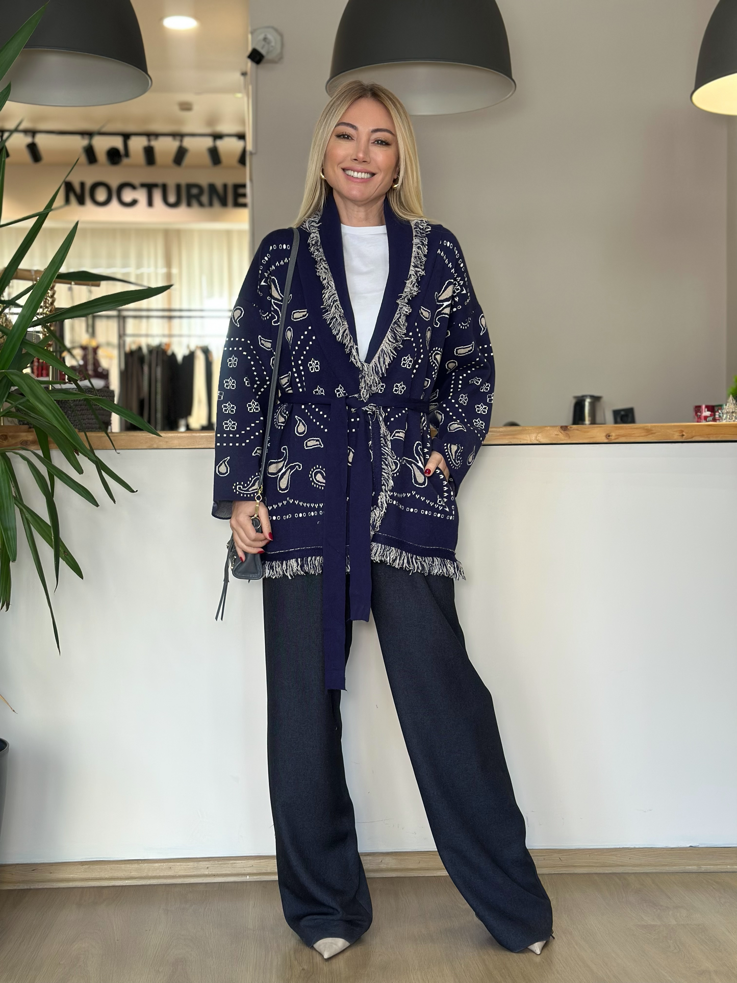 Blue belted Cardigan