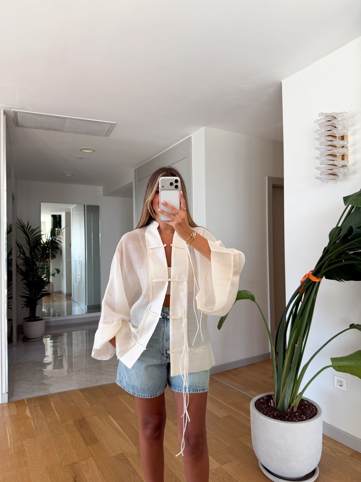Chinese Style chifon offwhite Blouse