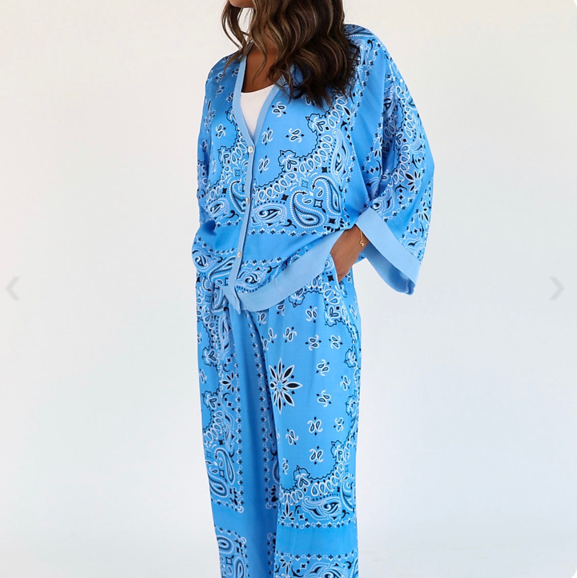 Blue Satin Bandana Set