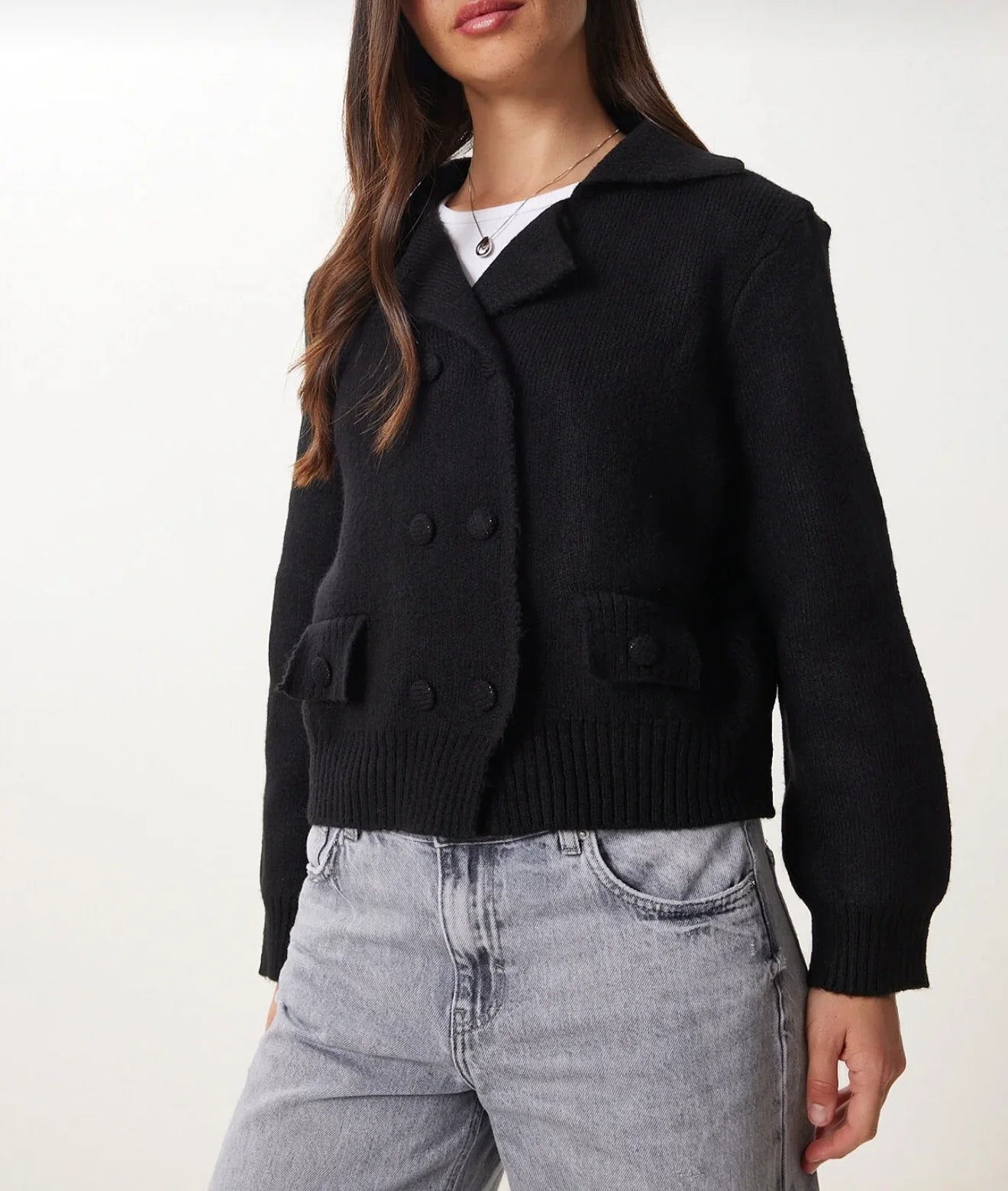 Black Double buttons Cardigan