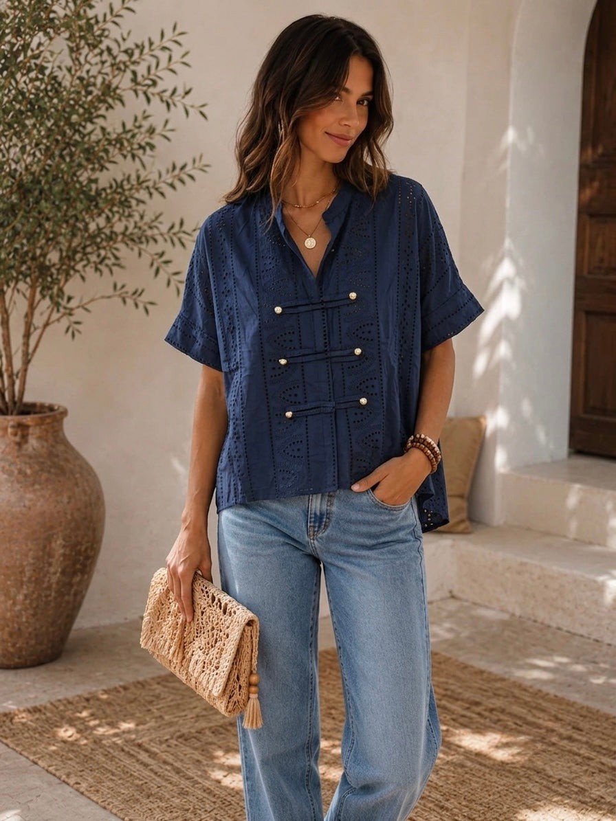 Eyelet double button Shirt