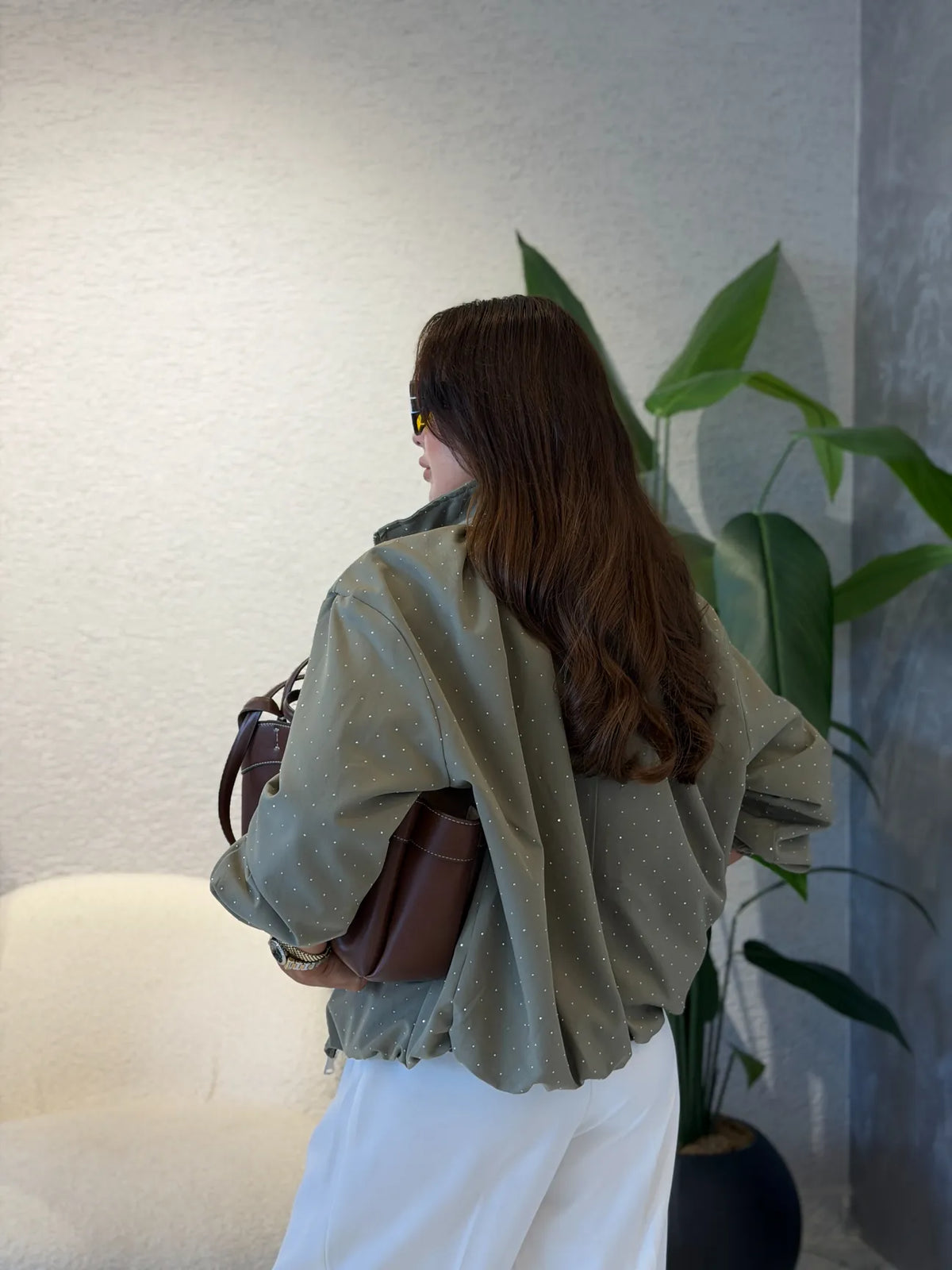 Olive Studded Light Jacket