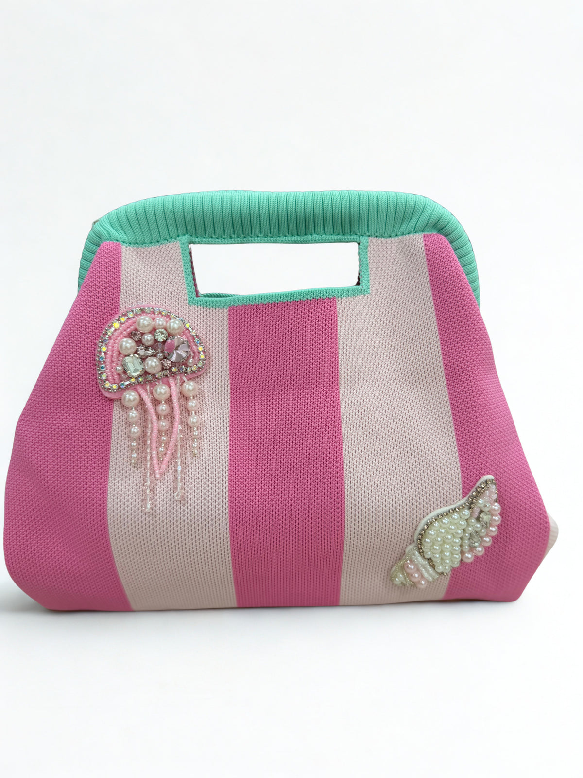 Shells Striped Embellishments Clutch