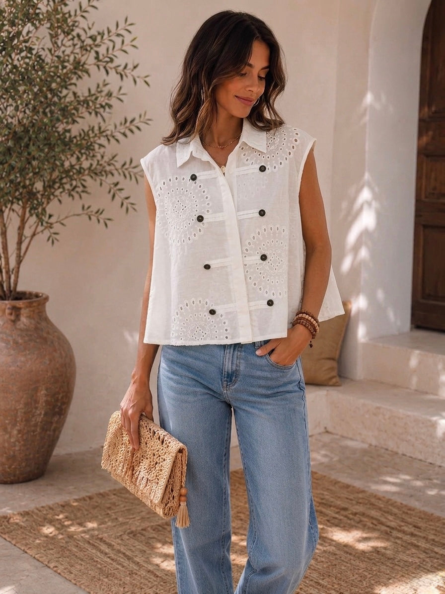Eyelet double buttons White Gillet