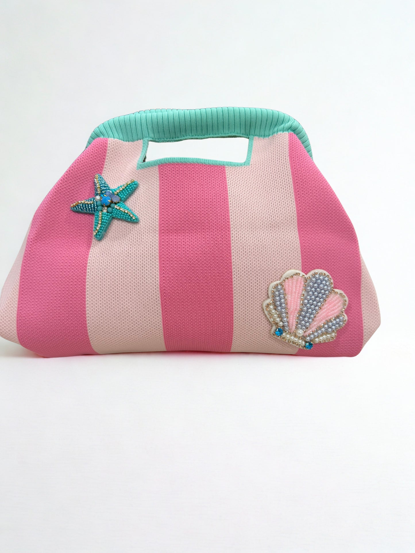 Shells Striped Embellishments Clutch