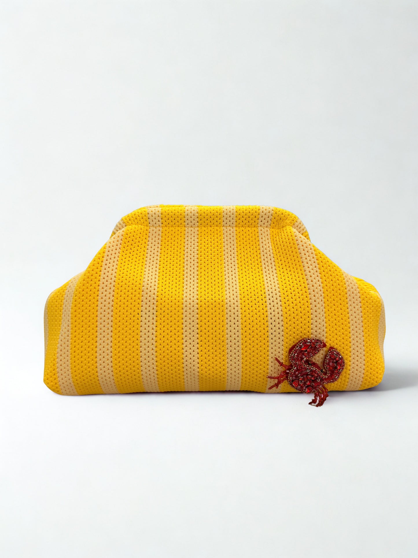Yellow Striped Embellishments Clutch