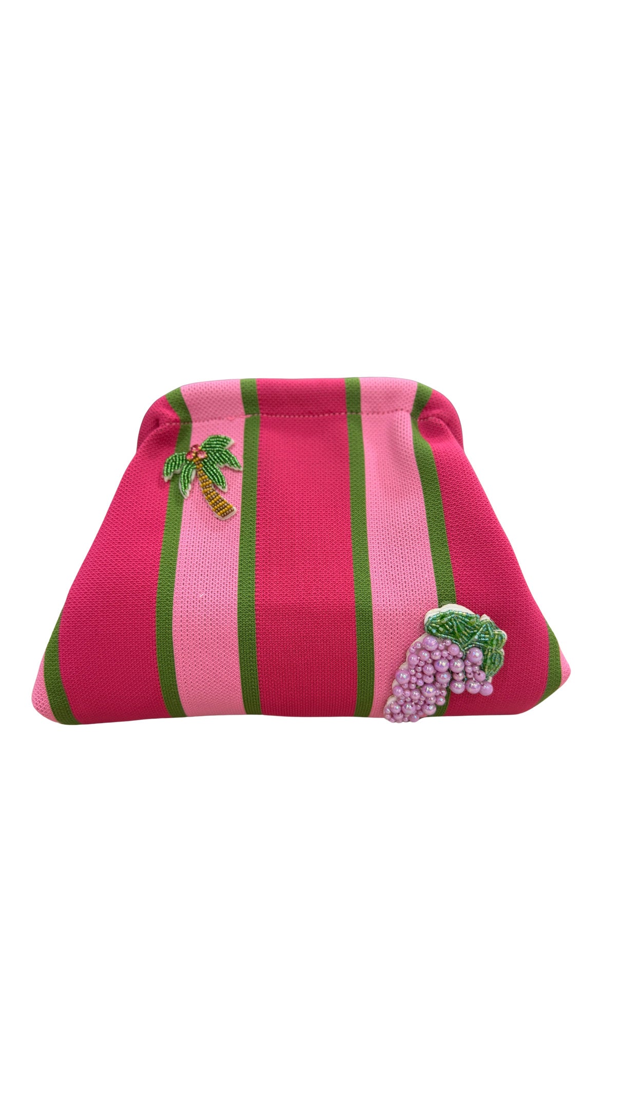 Fushia Striped Embellishment Clutch