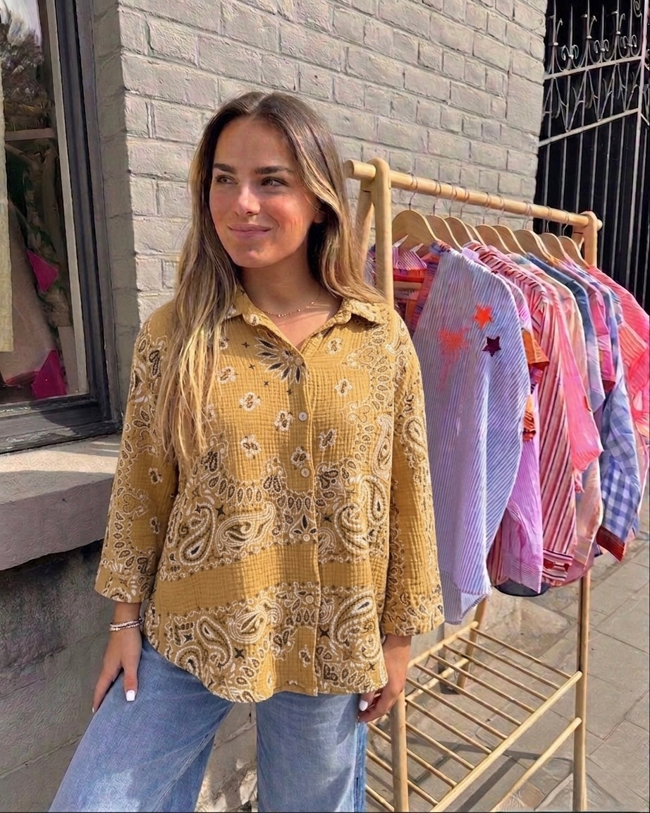 Camel bandana muslin shirt
