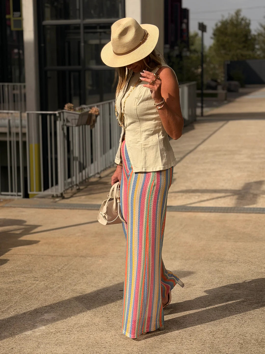 Knit Colorful Wide Leg Pants