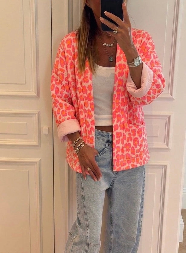Neon Color Leopard Cardigan