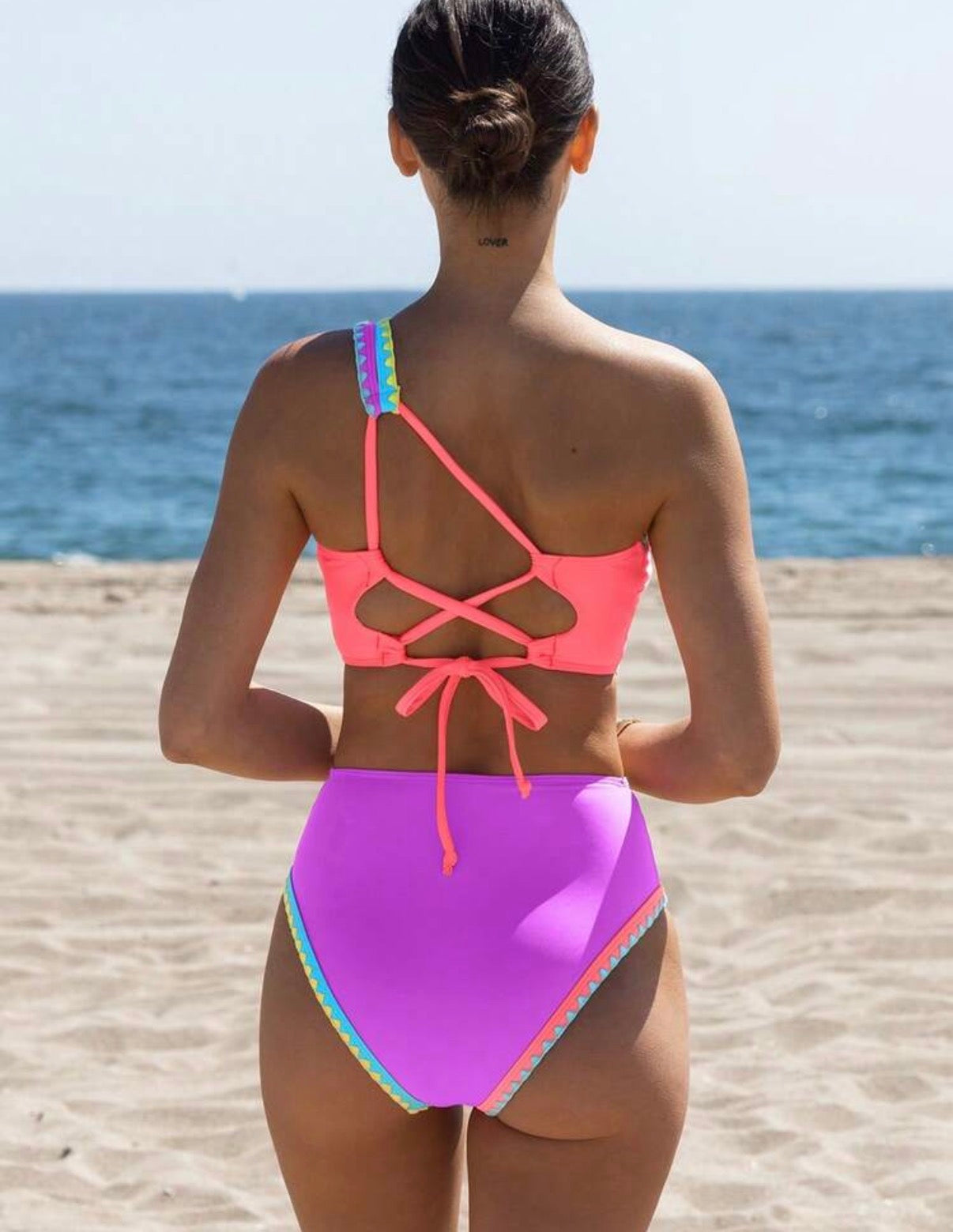Multi Color One shoulder Bikini