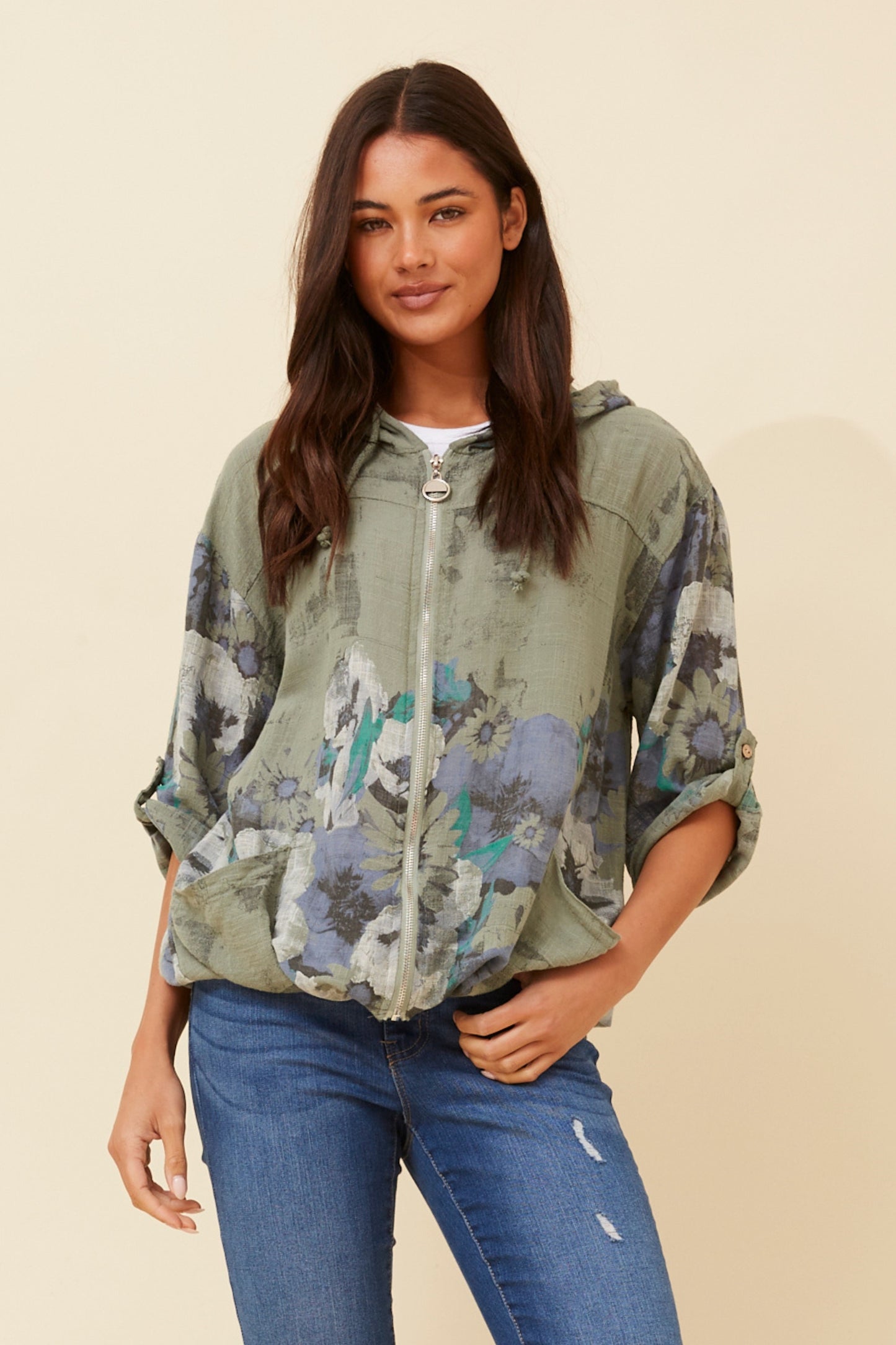 Linen/cotton floral light Jacket