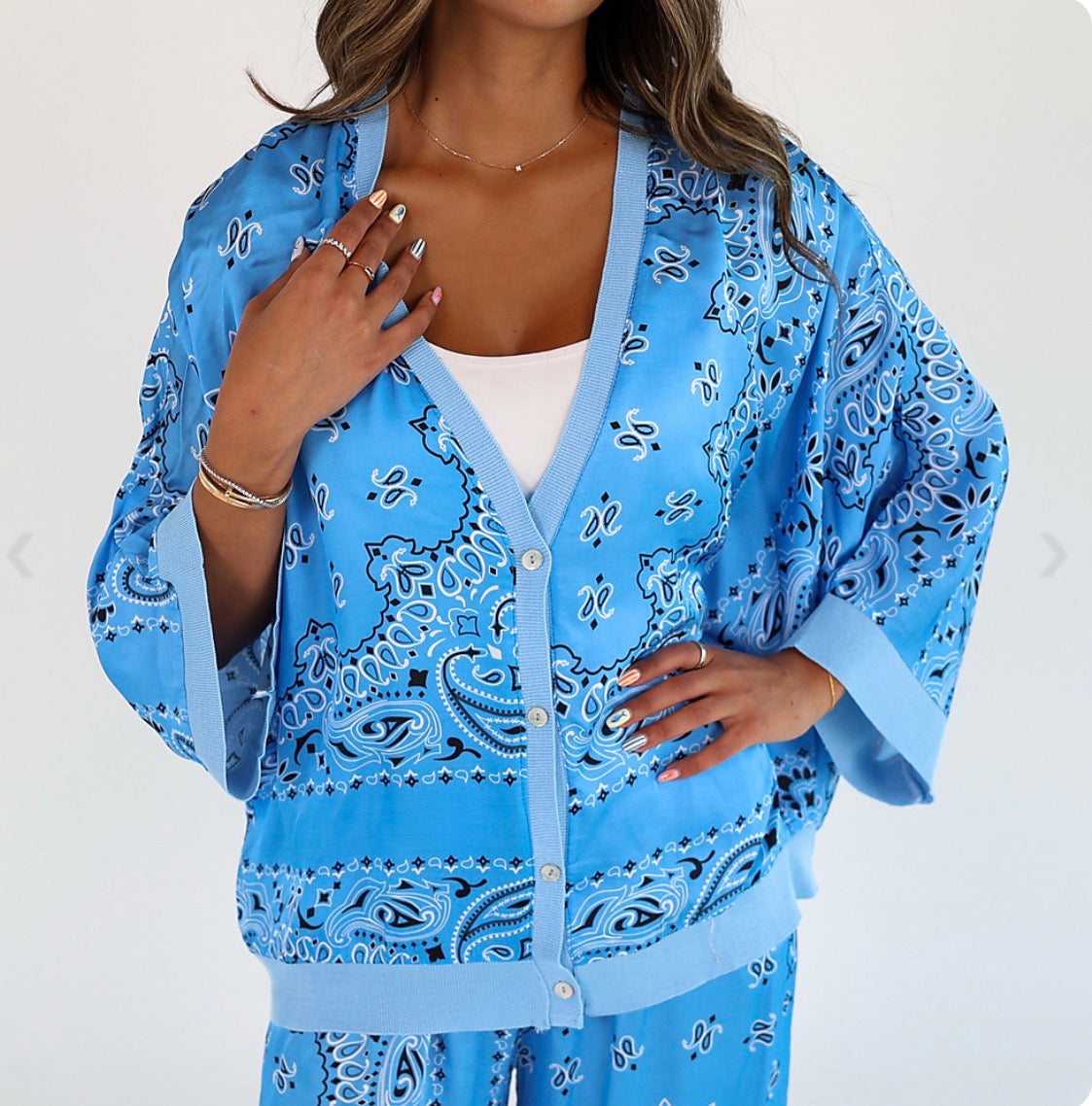 Blue Satin Bandana Set