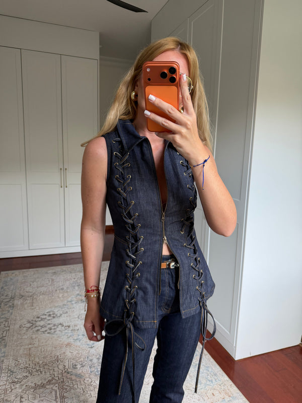 Denim Criss Cross Vest