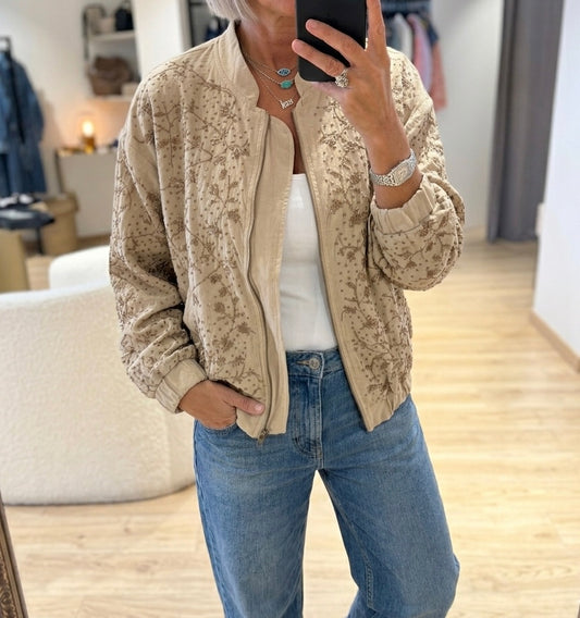 Embroidered Beige Jacket