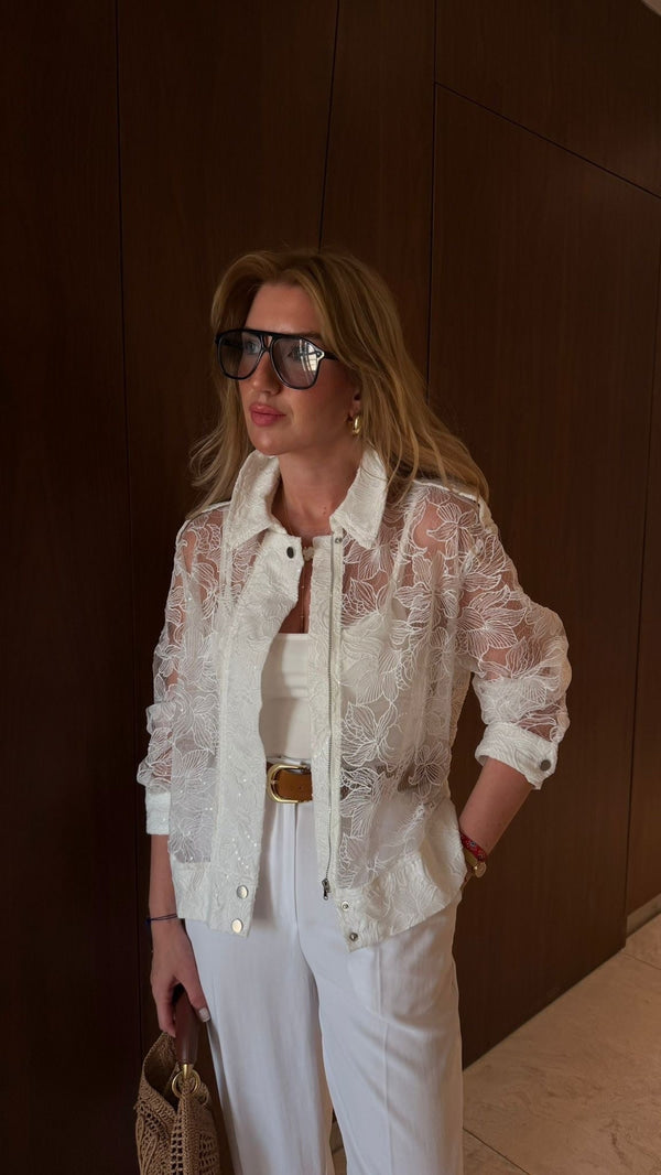lace White Jacket with Undershirt