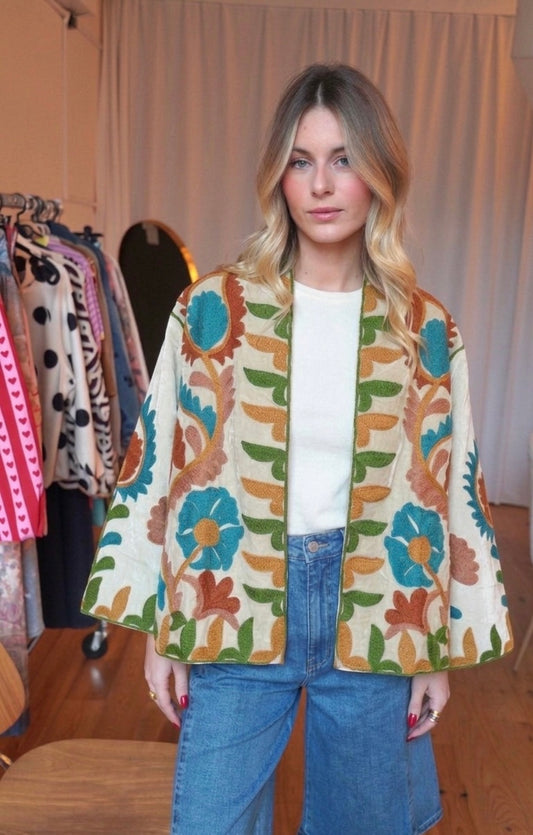 Multicolor Embroidery Velvet Jacket