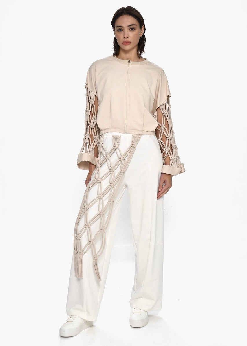 Beige * White rope Details Set
