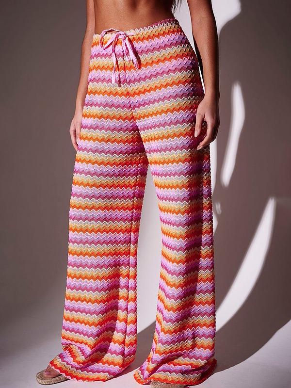 Zigzag knit Colorful Pants