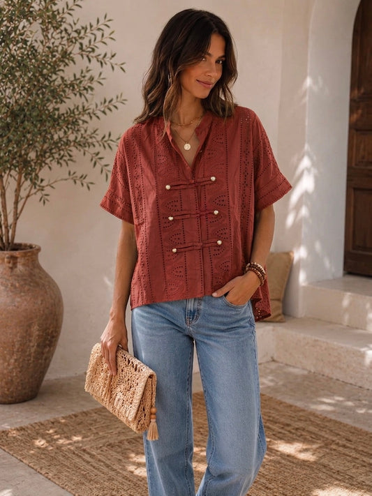 Eyelet double button Shirt