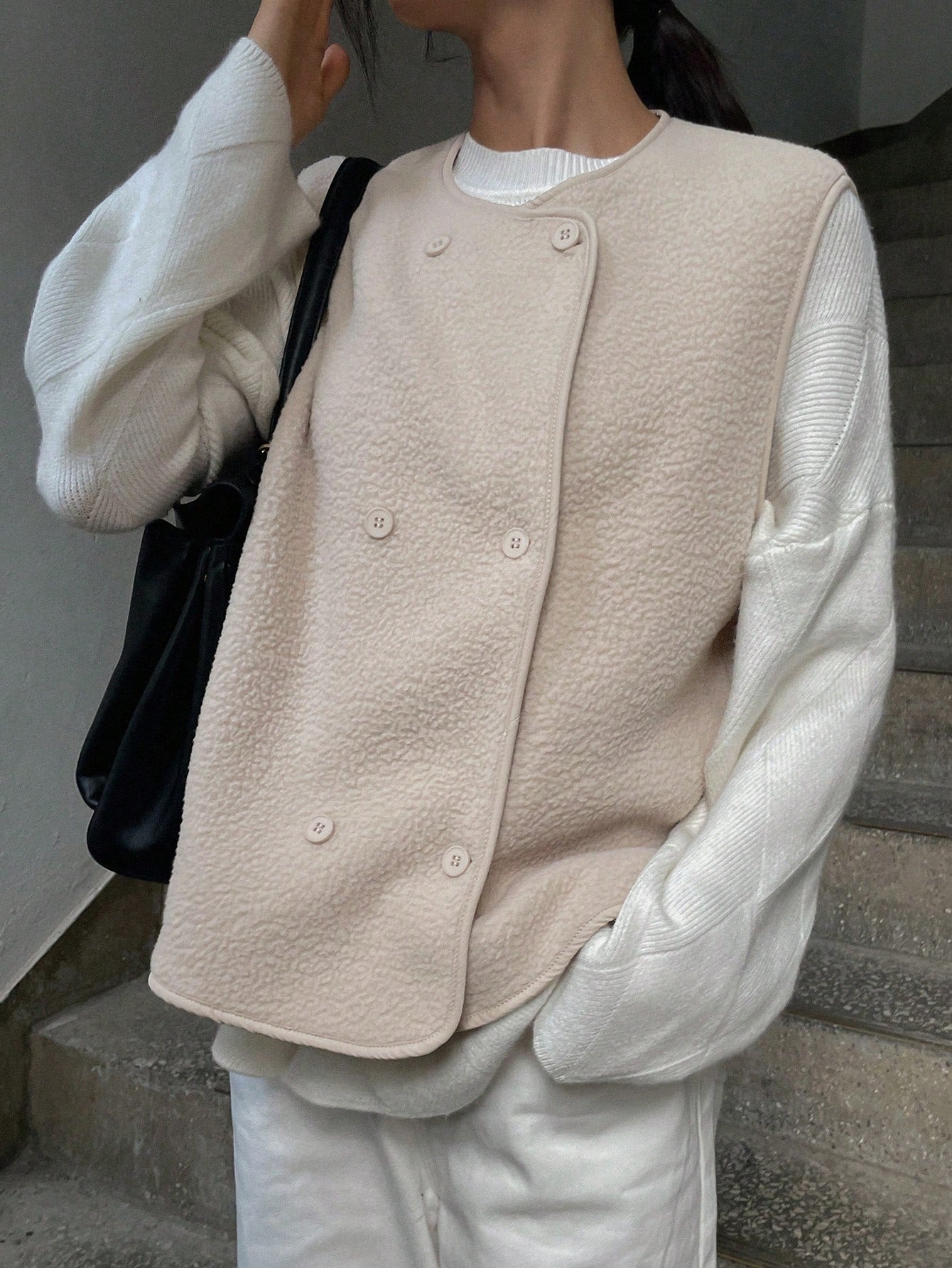 Casual shearling sleevless Jacket