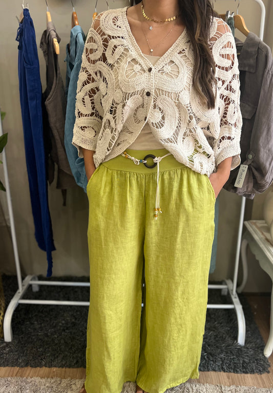 Italian 🇮🇹 Linen Lemon wide Leg Pants