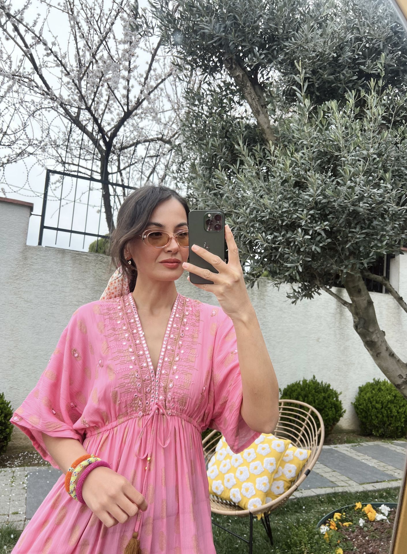Embroidered Maxi Pink Dress