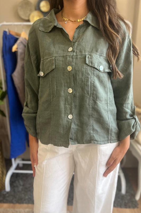 Italian 🇮🇹 Linen Green Jacket