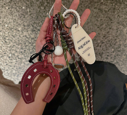 Anchor shaped red horseshoe Bag Charms