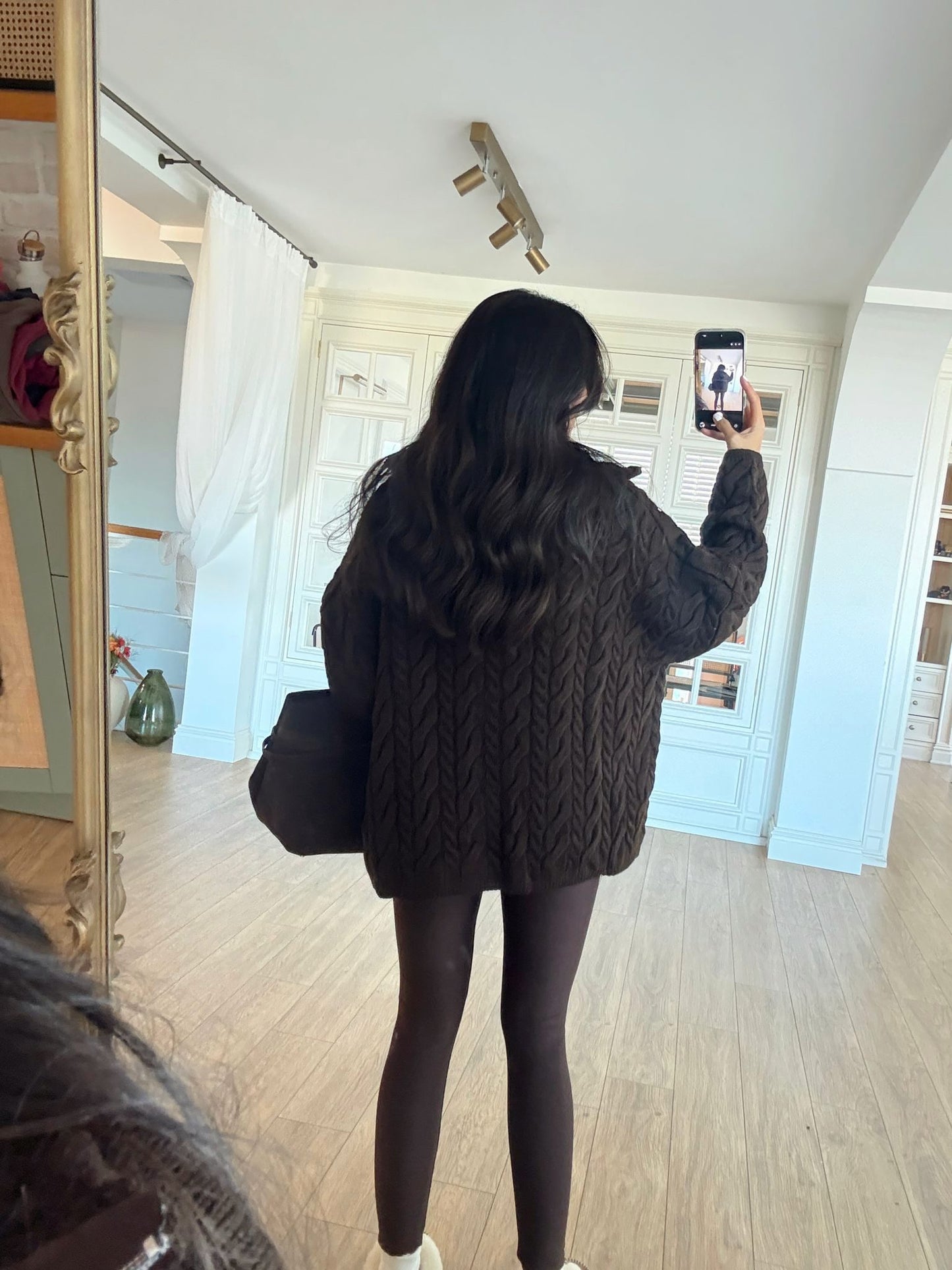 Braided Brown Oversized Sweater