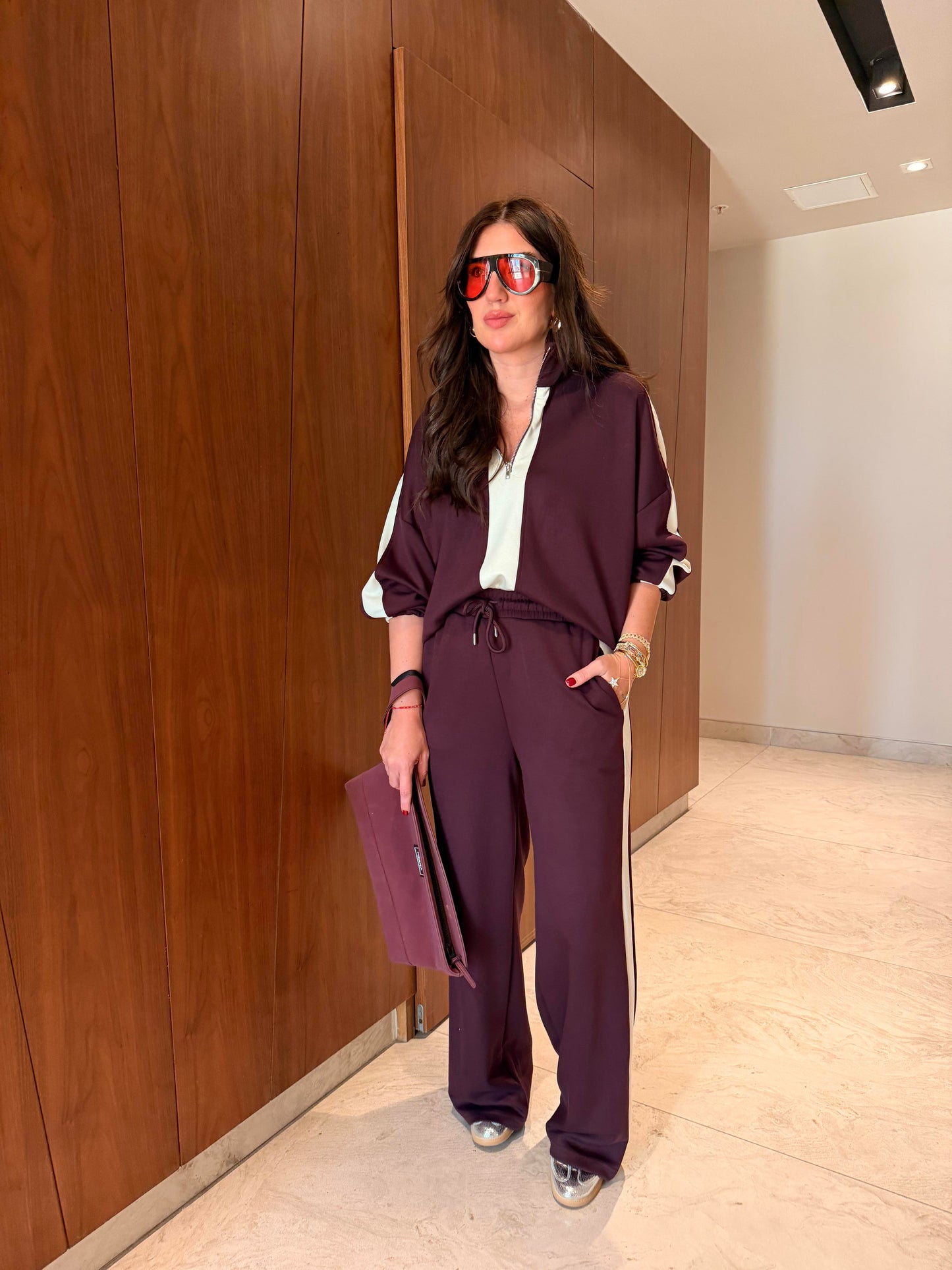 Burgundy Thick Cotton Tracksuit