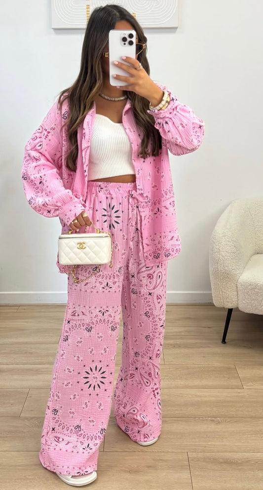 Bandana Print cotton Pink Set