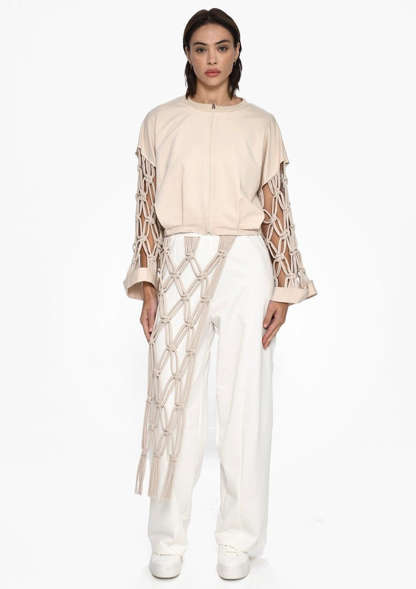 Beige * White rope Details Set