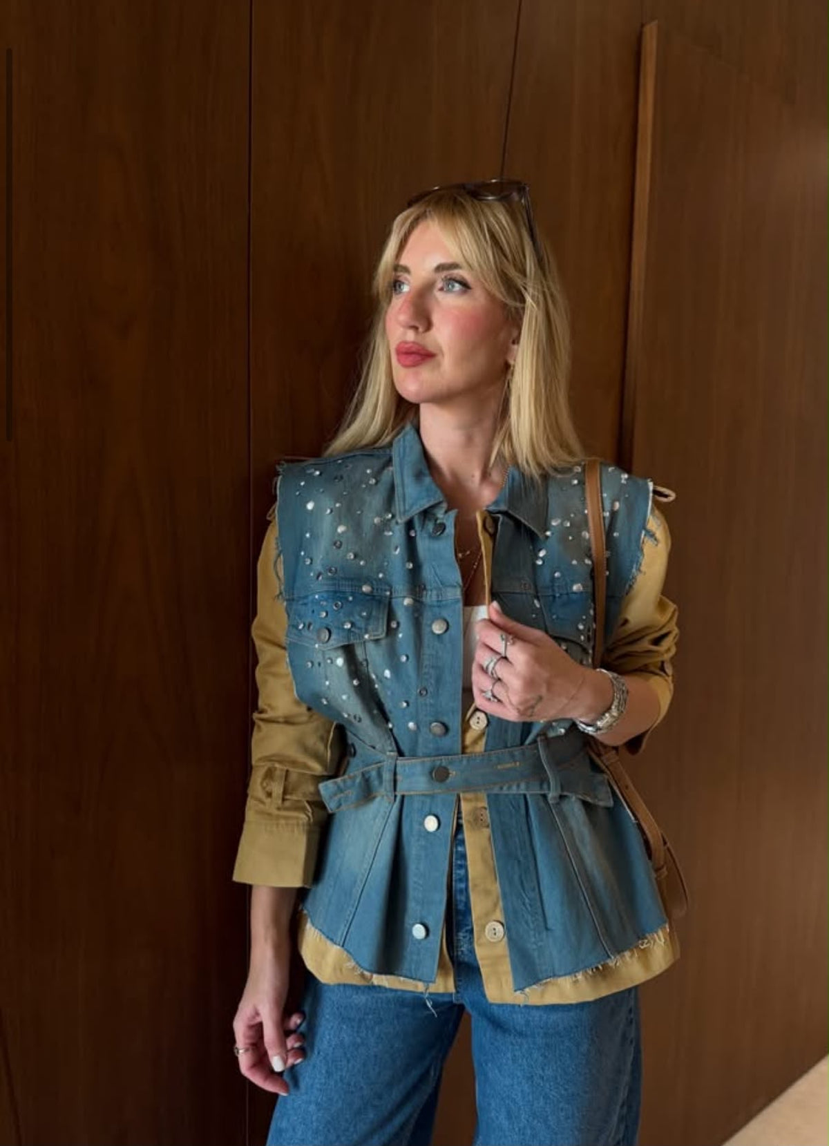 Denim studded Jacket