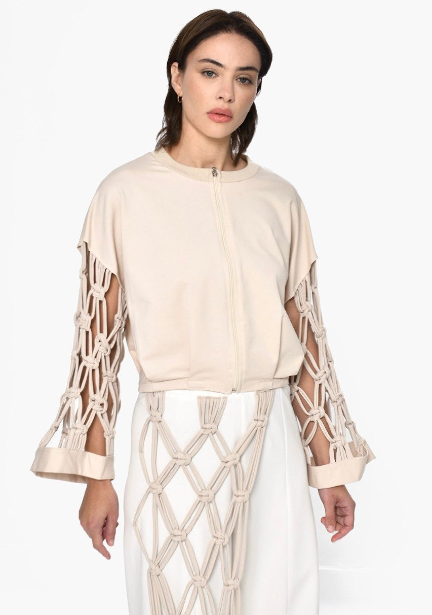 Beige * White rope Details Set