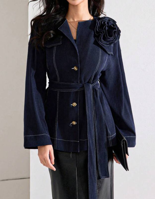 Floral stitching light jacket