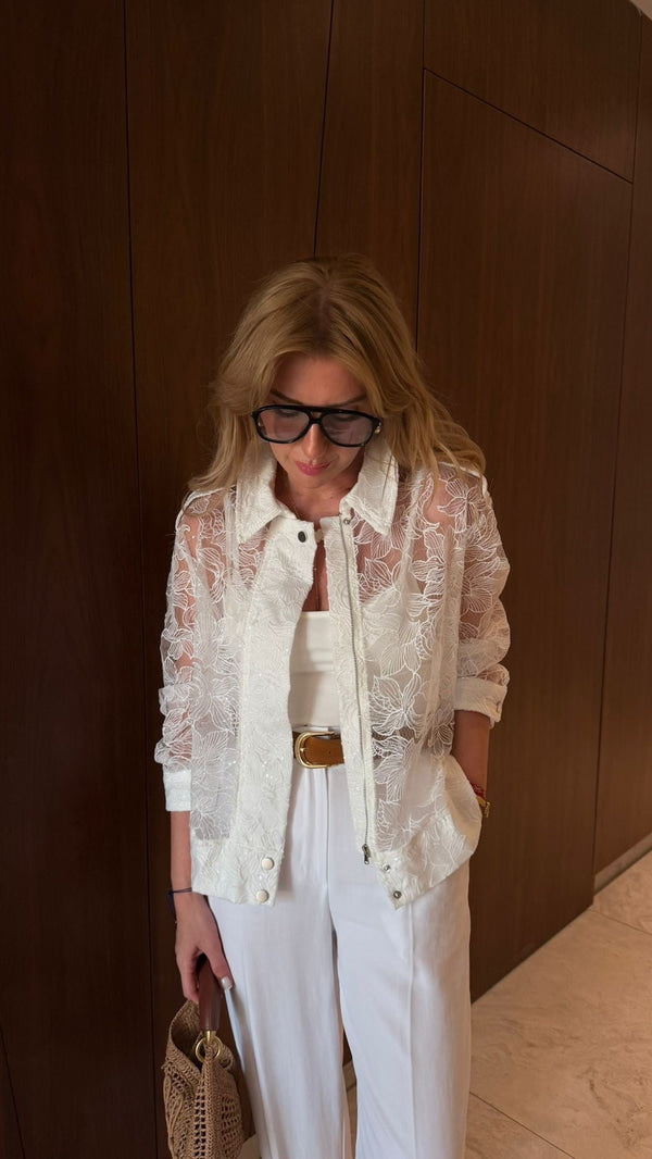 lace White Jacket with Undershirt