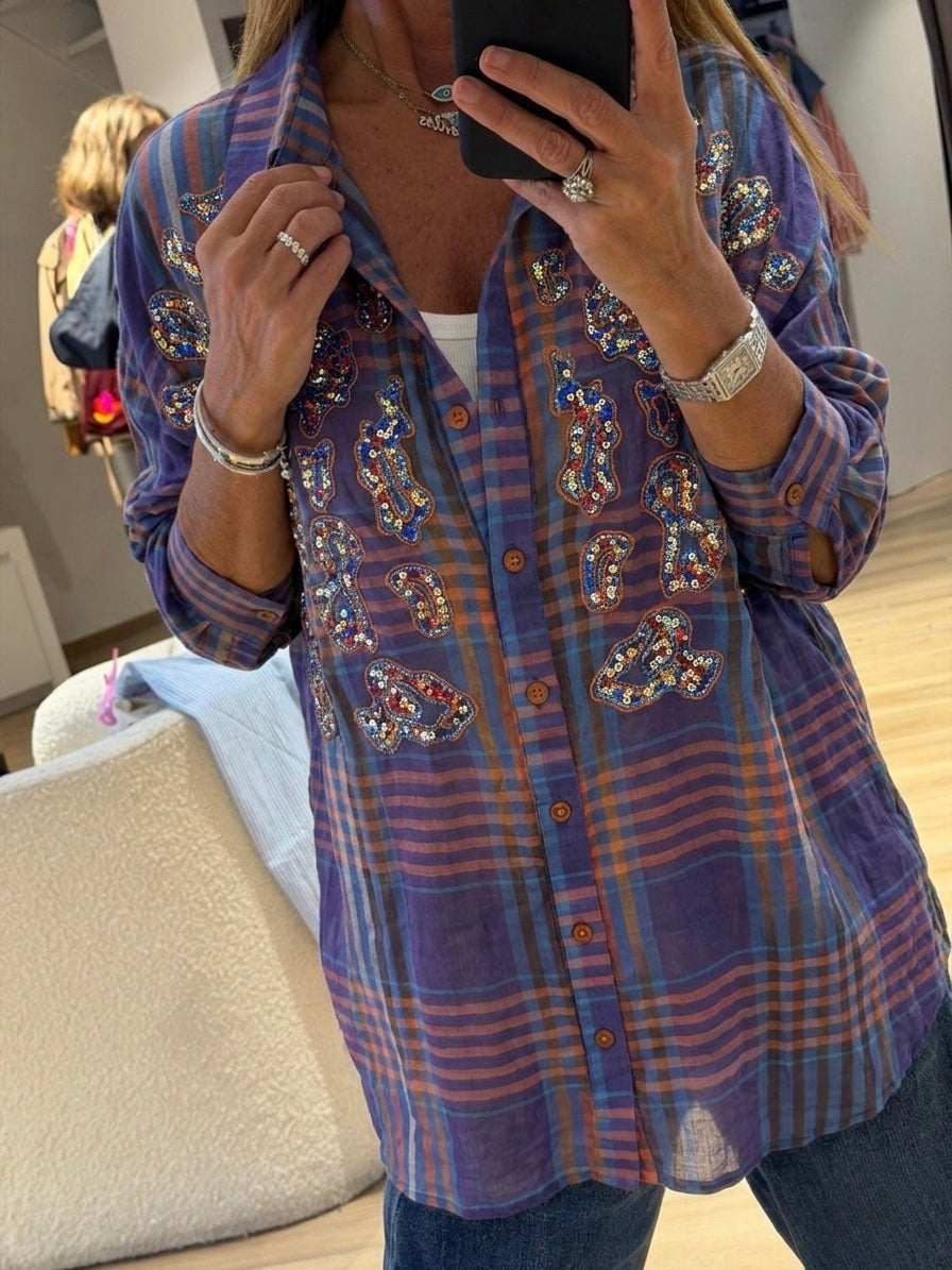 Blue Embroidered shirt