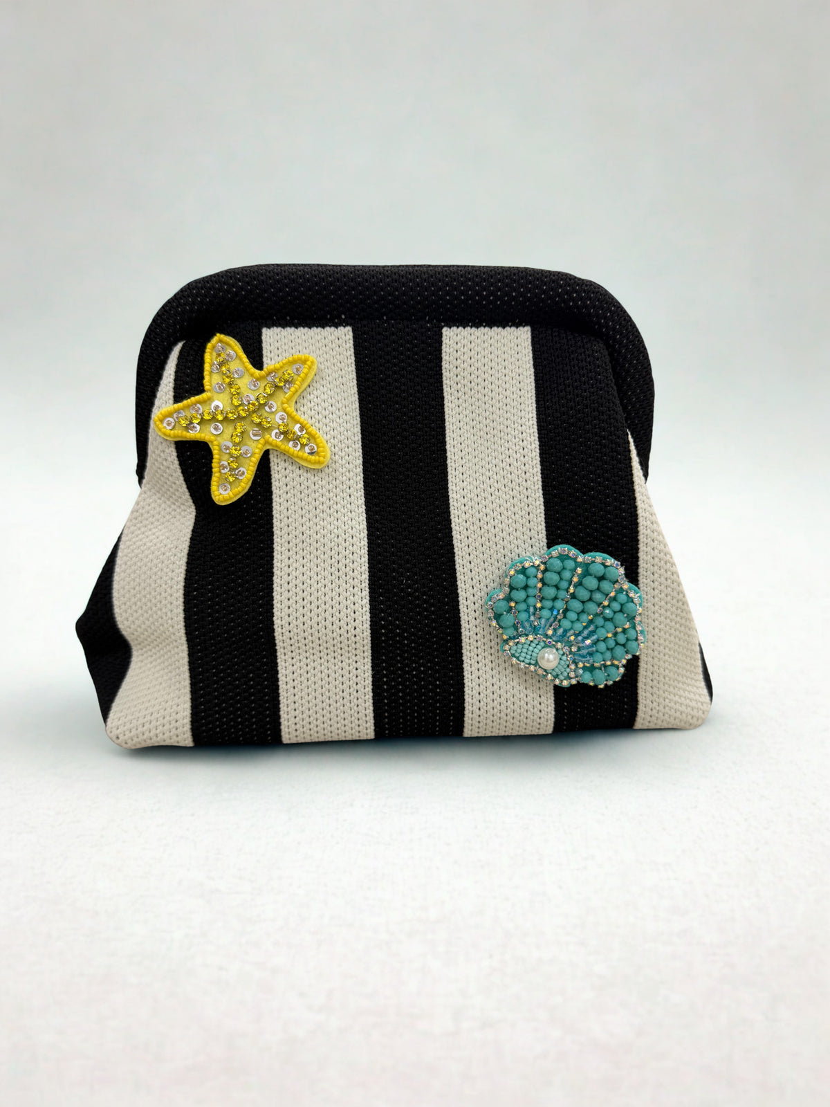 Black Striped Embellishment Clutch