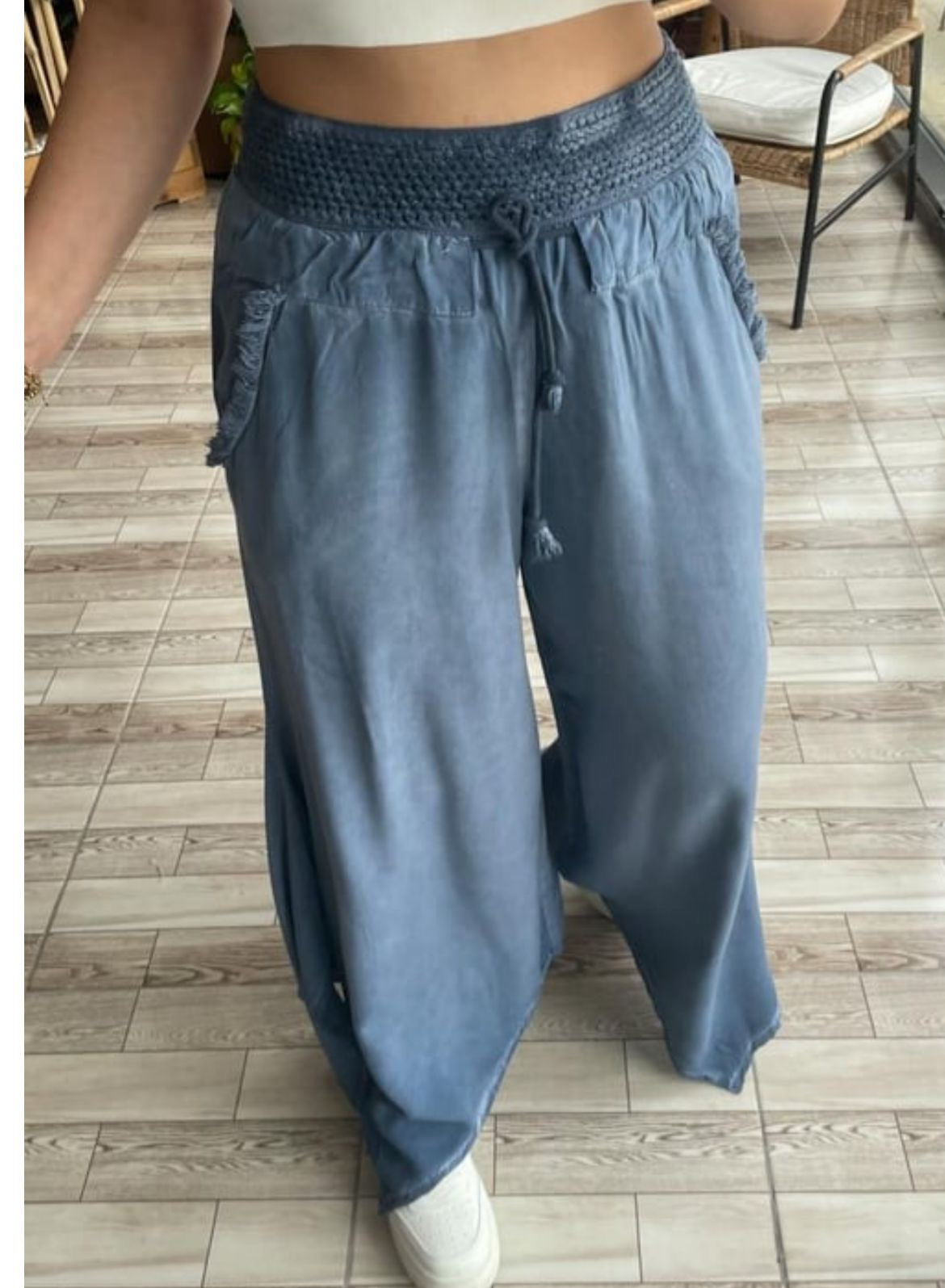 Wide Leg Blue oversized Pants