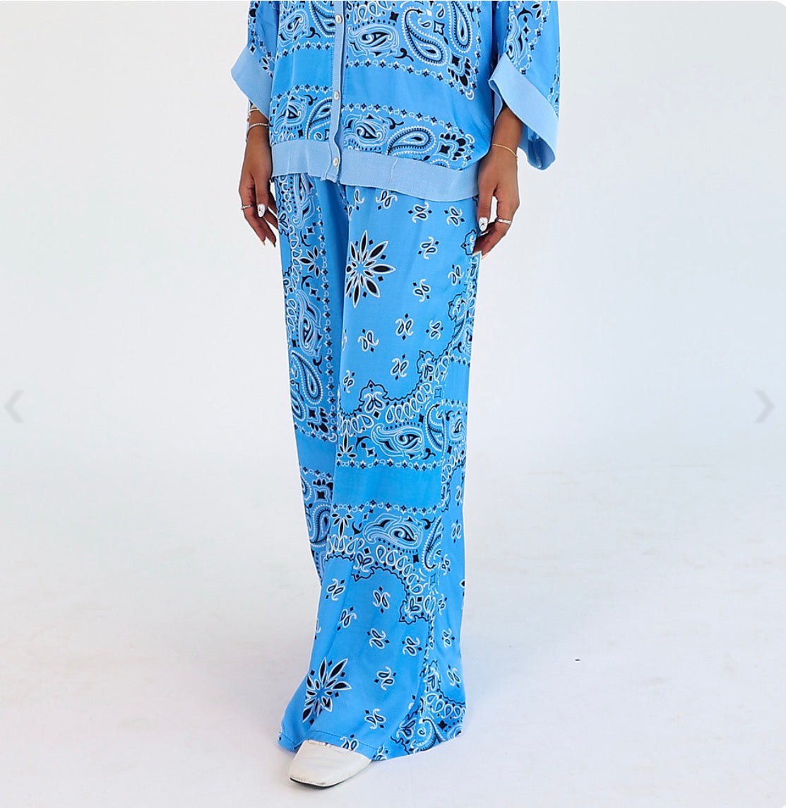 Blue Satin Bandana Set
