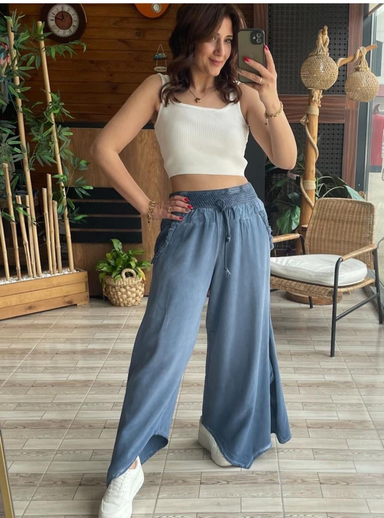Wide Leg Blue oversized Pants
