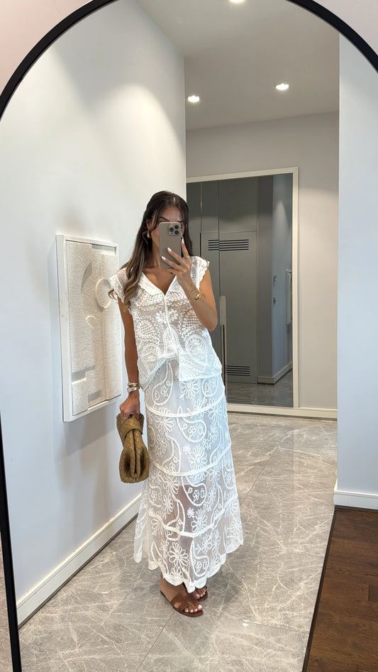 Crochet Shifon White Set